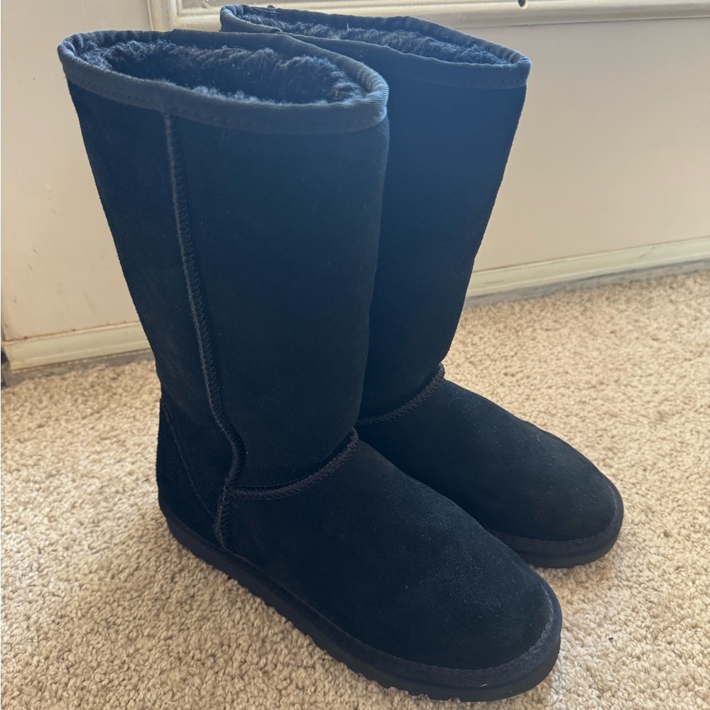 NEW UGG Classic Tall Black Suede Winter Boots Women’s Size 7